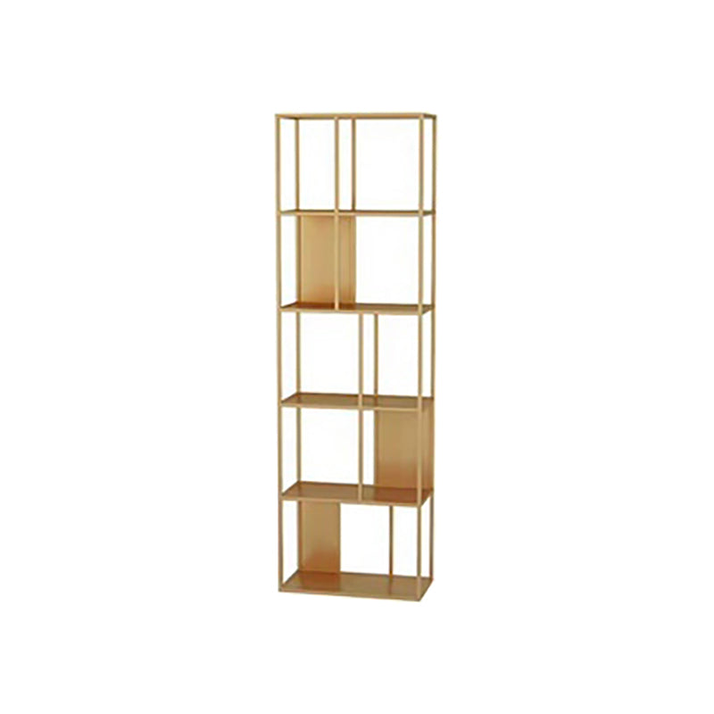 Contemporary Vertical Metal Bookshelf Open Back Bookcase with Shelves 23.6"L x 11.8"W x 70.9"H Gold Clearhalo 'Bookcases' 'furn' 'furn_bookcases' 'Furniture' 'Office Furniture' 7609913