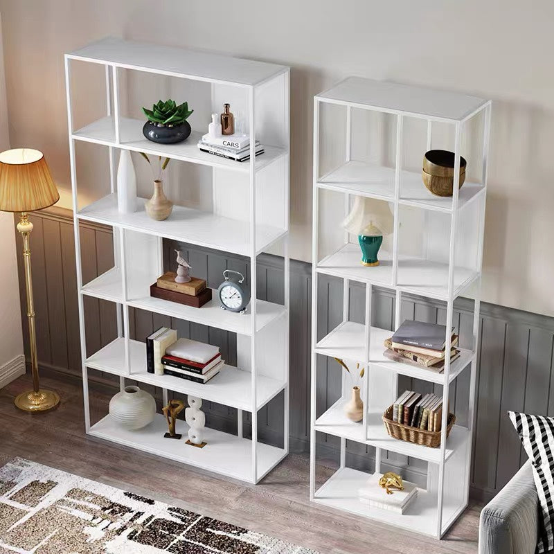 Contemporary Vertical Metal Bookshelf Open Back Bookcase with Shelves Clearhalo 'Bookcases' 'furn' 'furn_bookcases' 'Furniture' 'Office Furniture' 7609914