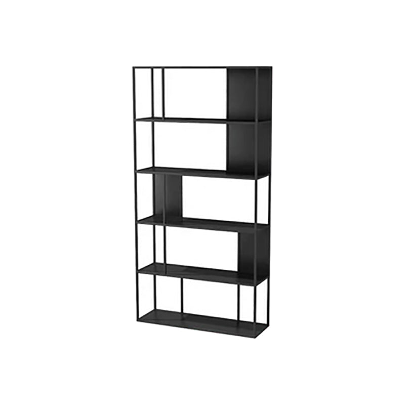 Contemporary Vertical Metal Bookshelf Open Back Bookcase with Shelves Black Clearhalo 'Bookcases' 'furn' 'furn_bookcases' 'Furniture' 'Office Furniture' 7609915