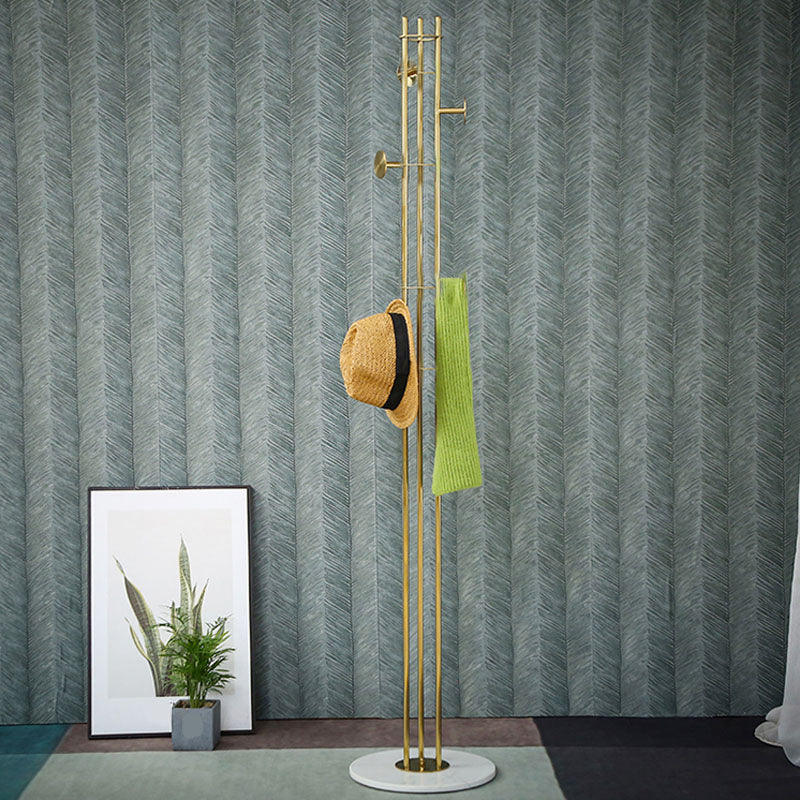 6 Hooks Metal Coat Hanger Luxury Marble Base Hall Tree for Living Room Clearhalo 'Entry & Mudroom Furniture' 'furn' 'furn_hall_tree_coat_racks' 'Furniture' 'Hall Trees & Coat Racks' 'hall_tree_coat_racks' 7609983