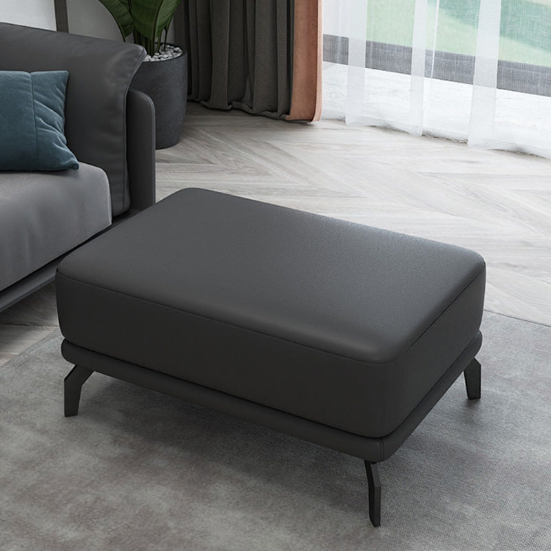 Rectangle Footstools Genuine Leather 23.4 Inch Width Standard Foot Stool 35"L x 24"W x 17"H Dark Gray 1 Piece Clearhalo 'furn' 'furn_ottomans_poufs' 'Furniture' 'Living Room Furniture' 'Ottomans & Poufs' 'ottomans_poufs' 7610039