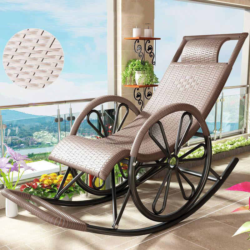 Lounge Iron Base Single Rocking Chair Leisure Chaise Lazy Chair for Balcony Silver Gray Clearhalo 'Chairs & Seating' 'furn' 'furn_rocking_chairs' 'Furniture' 'Living Room Furniture' 'Rocking Chairs' 'rocking_chairs' 7610085