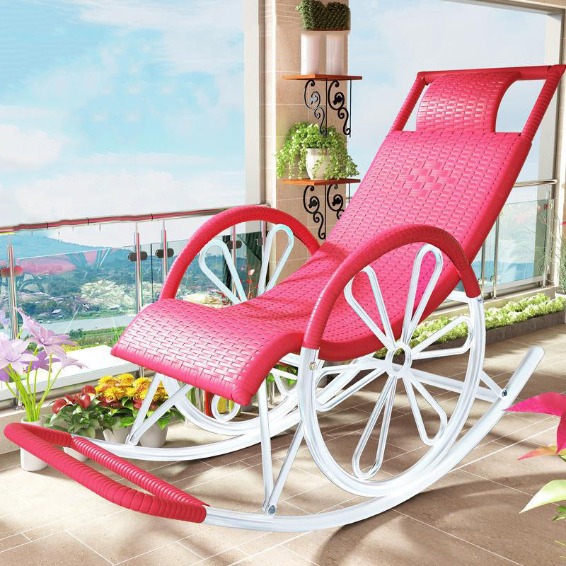 Lounge Iron Base Single Rocking Chair Leisure Chaise Lazy Chair for Balcony Clearhalo 'Chairs & Seating' 'furn' 'furn_rocking_chairs' 'Furniture' 'Living Room Furniture' 'Rocking Chairs' 'rocking_chairs' 7610088