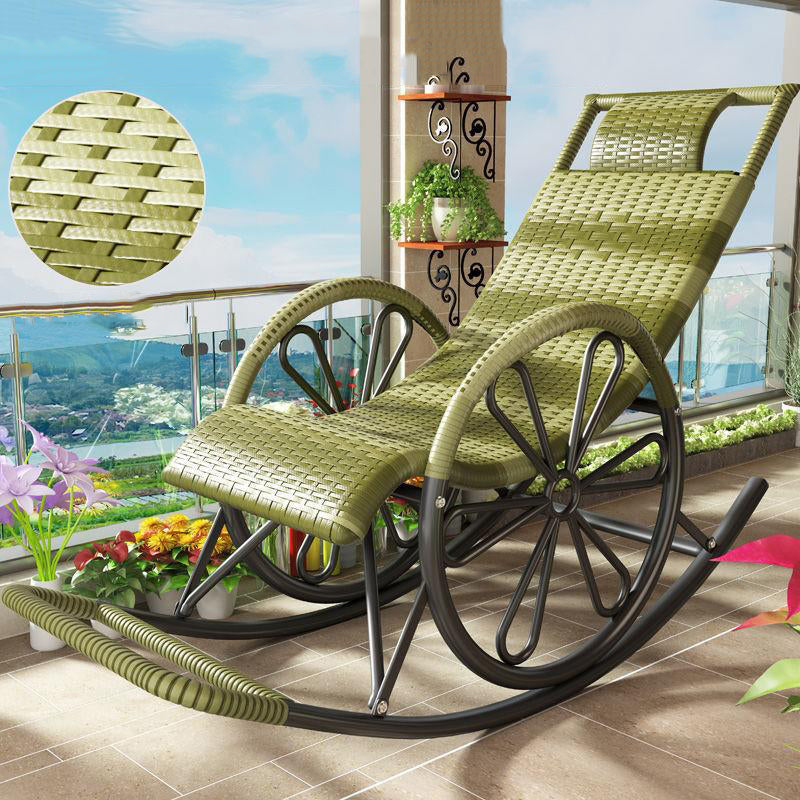 Lounge Iron Base Single Rocking Chair Leisure Chaise Lazy Chair for Balcony Turquoise Clearhalo 'Chairs & Seating' 'furn' 'furn_rocking_chairs' 'Furniture' 'Living Room Furniture' 'Rocking Chairs' 'rocking_chairs' 7610091