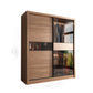 Modern Bedroom Wooden Storage Cabinet Sliding Doors Armoire with Glass Doors 63"L x 23"W x 83"H Armoires & Wardrobes Clearhalo 'Armoires & Wardrobes' 'armoires_wardrobes' 'Bedroom Furniture' 'furn' 'furn_armoires_wardrobes' 'Furniture' 7610280