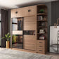 Modern Bedroom Wooden Storage Cabinet Sliding Doors Armoire with Glass Doors Clearhalo 'Armoires & Wardrobes' 'armoires_wardrobes' 'Bedroom Furniture' 'furn' 'furn_armoires_wardrobes' 'Furniture' 7610281