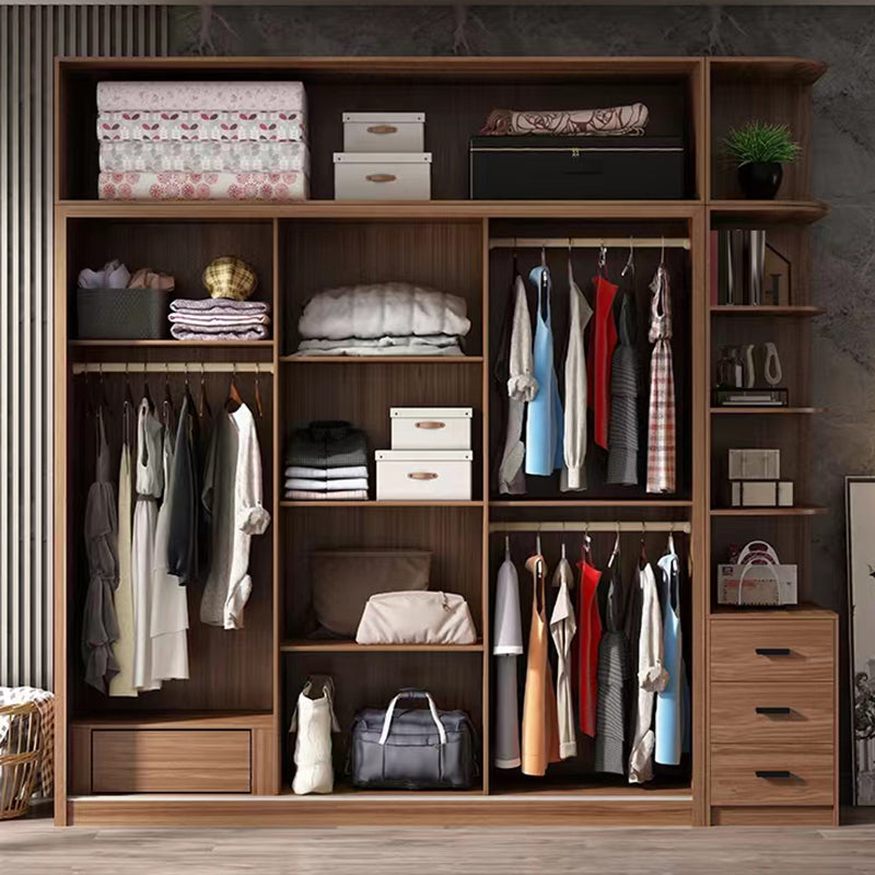 Modern Bedroom Wooden Storage Cabinet Sliding Doors Armoire with Glass Doors Clearhalo 'Armoires & Wardrobes' 'armoires_wardrobes' 'Bedroom Furniture' 'furn' 'furn_armoires_wardrobes' 'Furniture' 7610283