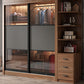 Modern Bedroom Wooden Storage Cabinet Sliding Doors Armoire with Glass Doors Clearhalo 'Armoires & Wardrobes' 'armoires_wardrobes' 'Bedroom Furniture' 'furn' 'furn_armoires_wardrobes' 'Furniture' 7610285