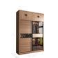 Modern Bedroom Wooden Storage Cabinet Sliding Doors Armoire with Glass Doors 47"L x 23"W x 98.5"H Armories & Top Cabinet Clearhalo 'Armoires & Wardrobes' 'armoires_wardrobes' 'Bedroom Furniture' 'furn' 'furn_armoires_wardrobes' 'Furniture' 7610288