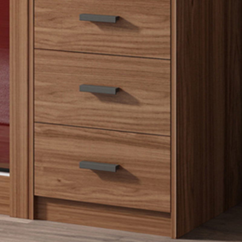 Modern Bedroom Wooden Storage Cabinet Sliding Doors Armoire with Glass Doors Clearhalo 'Armoires & Wardrobes' 'armoires_wardrobes' 'Bedroom Furniture' 'furn' 'furn_armoires_wardrobes' 'Furniture' 7610290