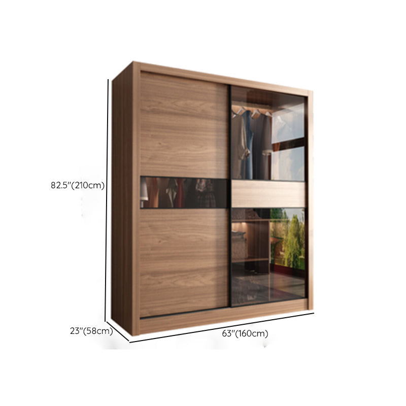 Modern Bedroom Wooden Storage Cabinet Sliding Doors Armoire with Glass Doors Clearhalo 'Armoires & Wardrobes' 'armoires_wardrobes' 'Bedroom Furniture' 'furn' 'furn_armoires_wardrobes' 'Furniture' 7610295