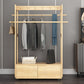 Modern Style Bedroom Wardrobe Movable Wooden Armoire with Drawers