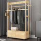 Modern Style Bedroom Wardrobe Movable Wooden Armoire with Drawers