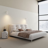 Glam Solid Color Rectangular Standard Bed Metal and Upholstered Bed Frame