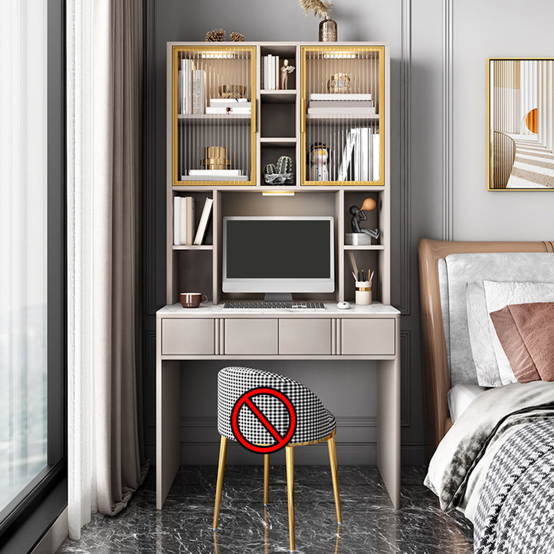 Bureau en pierre de style contemporain Bureau de forme rectangulaire Bureau de tâche en champagne / blanc