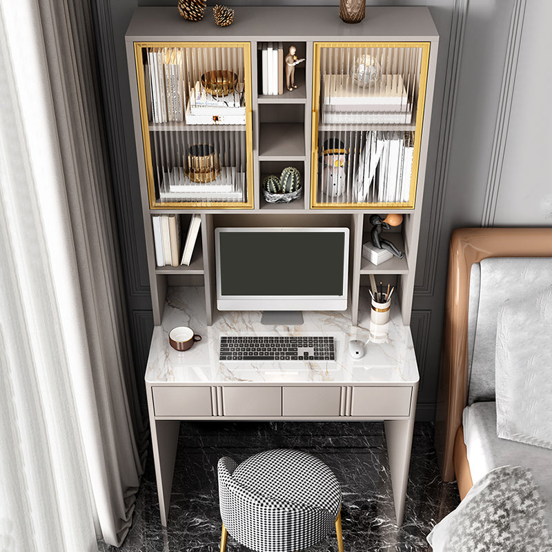 Bureau en pierre de style contemporain Bureau de forme rectangulaire Bureau de tâche en champagne / blanc