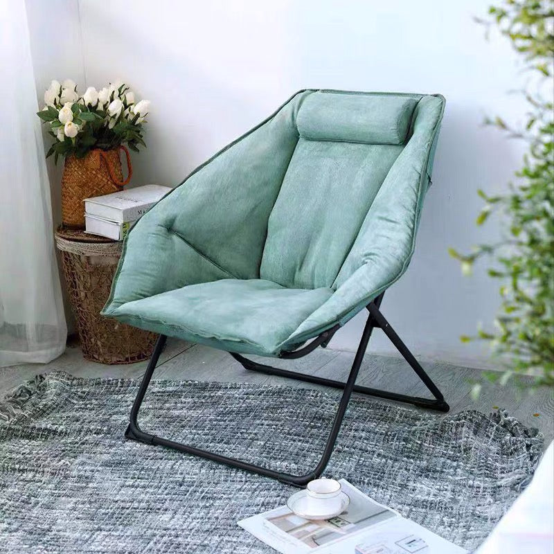 Sedia reclinabile contemporanea in pelle incollata e base in metallo