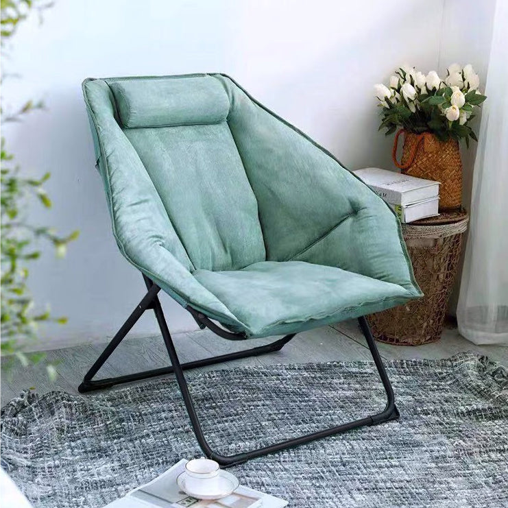 Sedia reclinabile contemporanea in pelle incollata e base in metallo