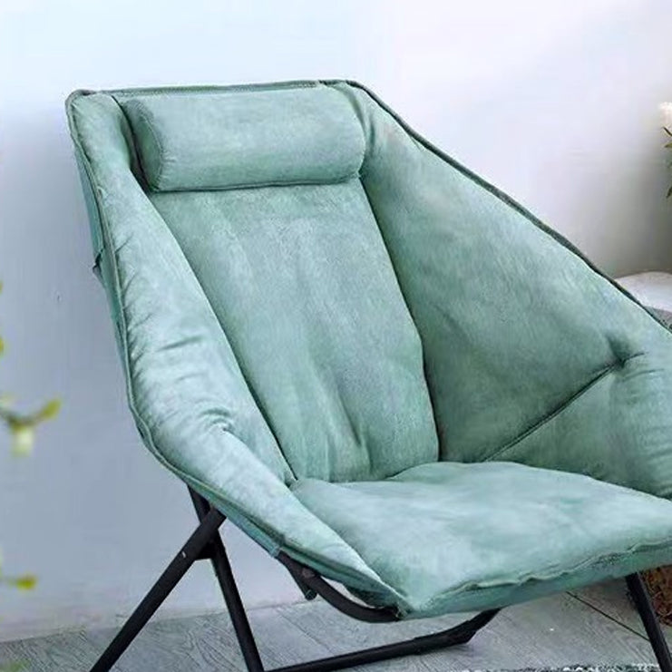 Sedia reclinabile contemporanea in pelle incollata e base in metallo