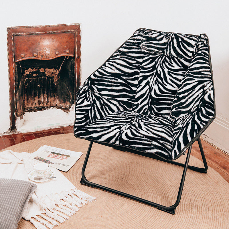 Sedia reclinabile contemporanea in pelle incollata e base in metallo