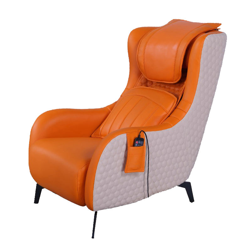 Contemporary Indoor Faux Leather Recliner Chair with Metal Legs Deck Chair Orange Clearhalo 'Chairs & Seating' 'furn' 'furn_recliners' 'Furniture' 'Living Room Furniture' 'Recliners' 7616930