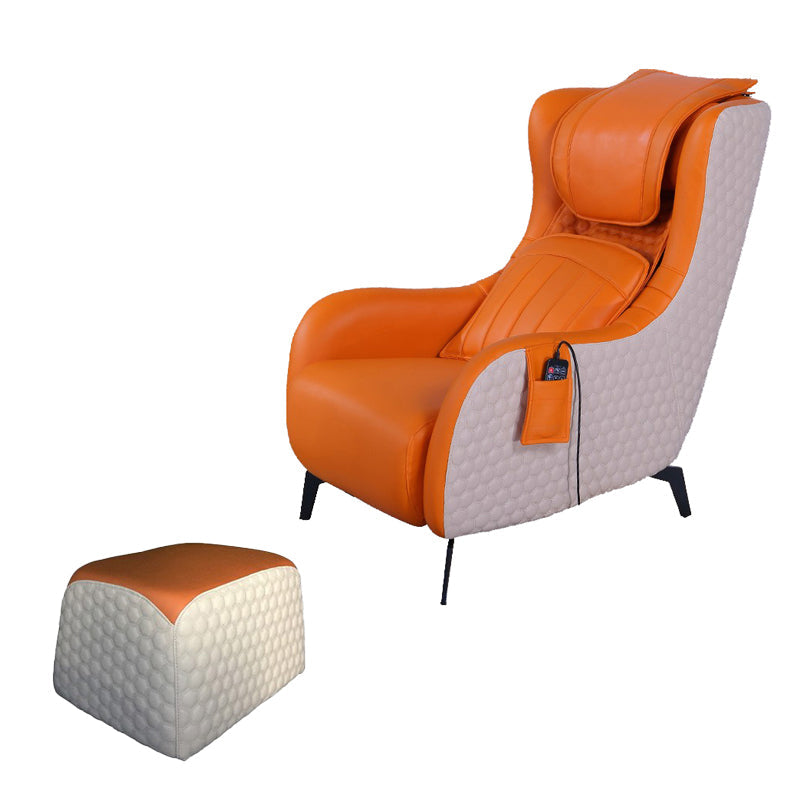 Contemporary Indoor Faux Leather Recliner Chair with Metal Legs Deck Chair with Ottoman Orange Clearhalo 'Chairs & Seating' 'furn' 'furn_recliners' 'Furniture' 'Living Room Furniture' 'Recliners' 7616931