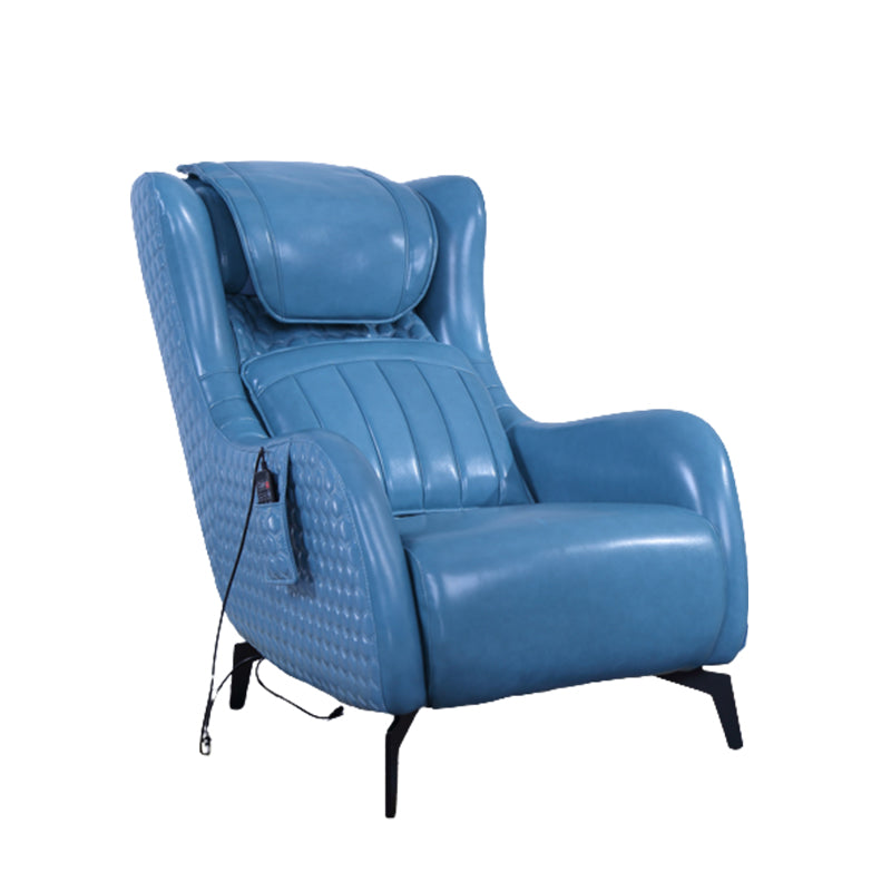 Contemporary Indoor Faux Leather Recliner Chair with Metal Legs Deck Chair Blue Clearhalo 'Chairs & Seating' 'furn' 'furn_recliners' 'Furniture' 'Living Room Furniture' 'Recliners' 7616933
