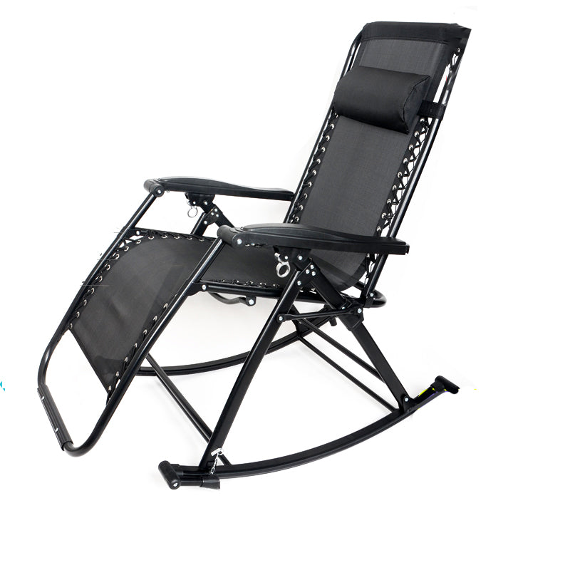 Contemporary Indoor Recliner Chair in Metal Rocker Base with Arms Matte Black Clearhalo 'Chairs & Seating' 'furn' 'furn_recliners' 'Furniture' 'Living Room Furniture' 'Recliners' 7616969