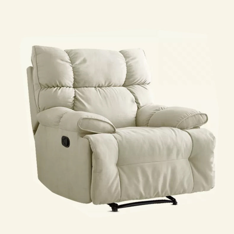 Microsuede Recliner Chair Recliner Swivel Rocker Recliner Chair Solid Color White Swivel Rocker Clearhalo 'Chairs & Seating' 'furn' 'furn_recliners' 'Furniture' 'Living Room Furniture' 'Recliners' 7617183