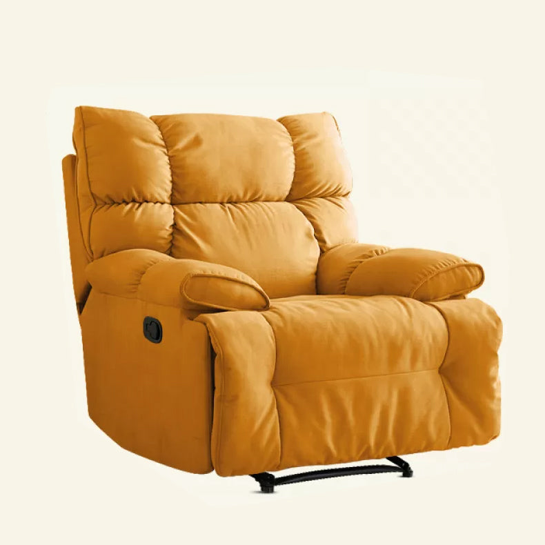 Microsuede Recliner Chair Recliner Swivel Rocker Recliner Chair Solid Color Yellow Swivel Rocker Clearhalo 'Chairs & Seating' 'furn' 'furn_recliners' 'Furniture' 'Living Room Furniture' 'Recliners' 7617185