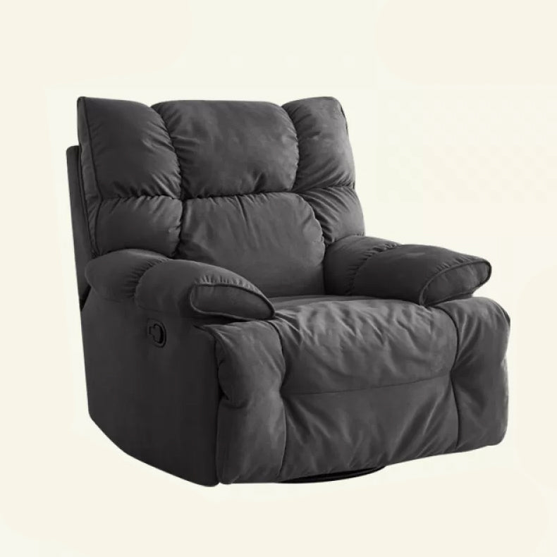 Microsuede Recliner Chair Recliner Swivel Rocker Recliner Chair Solid Color Gray Standard (No Motion) Clearhalo 'Chairs & Seating' 'furn' 'furn_recliners' 'Furniture' 'Living Room Furniture' 'Recliners' 7617191
