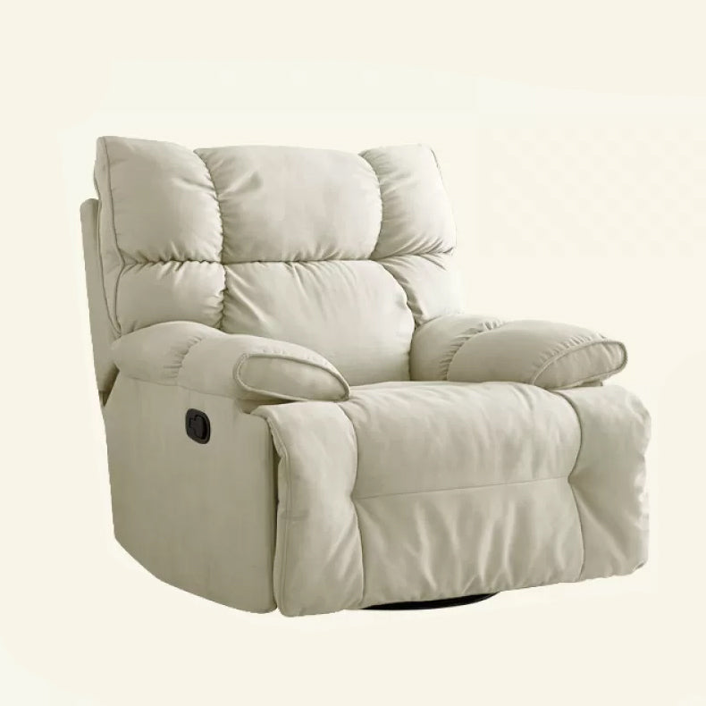 Microsuede Recliner Chair Recliner Swivel Rocker Recliner Chair Solid Color White Standard (No Motion) Clearhalo 'Chairs & Seating' 'furn' 'furn_recliners' 'Furniture' 'Living Room Furniture' 'Recliners' 7617192