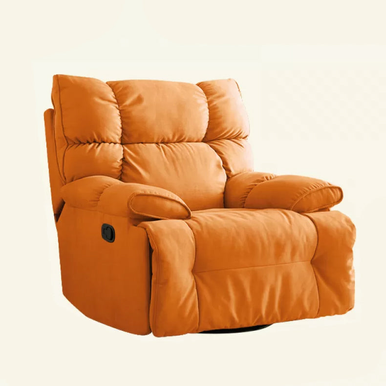 Microsuede Recliner Chair Recliner Swivel Rocker Recliner Chair Solid Color Orange Standard (No Motion) Clearhalo 'Chairs & Seating' 'furn' 'furn_recliners' 'Furniture' 'Living Room Furniture' 'Recliners' 7617198