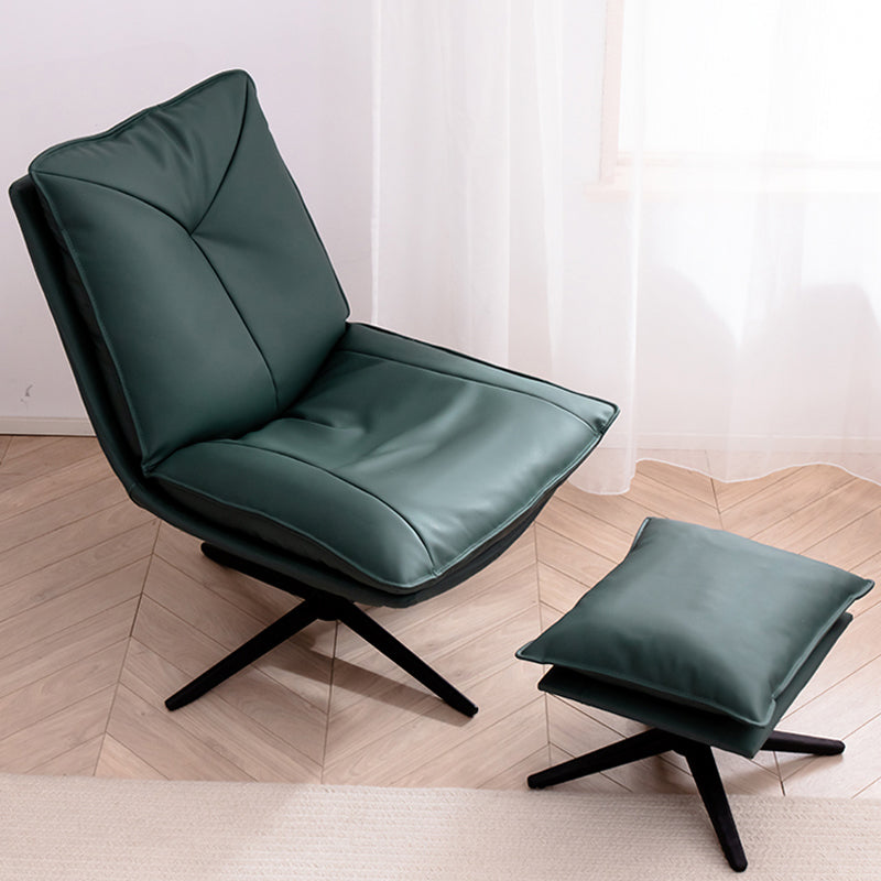 Faux Leather Standard Recliner Swivel Base Recliner Chair Solid Color Deck Chair with Ottoman Green Clearhalo 'Chairs & Seating' 'furn' 'furn_recliners' 'Furniture' 'Living Room Furniture' 'Recliners' 7617224
