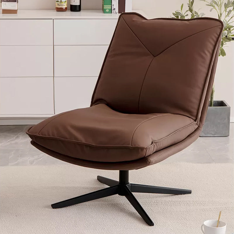 Faux Leather Standard Recliner Swivel Base Recliner Chair Solid Color Deck Chair Coffee Clearhalo 'Chairs & Seating' 'furn' 'furn_recliners' 'Furniture' 'Living Room Furniture' 'Recliners' 7617233