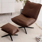 Faux Leather Standard Recliner Swivel Base Recliner Chair Solid Color Deck Chair with Ottoman Coffee Clearhalo 'Chairs & Seating' 'furn' 'furn_recliners' 'Furniture' 'Living Room Furniture' 'Recliners' 7617235