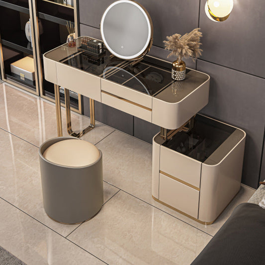 17" Wide Glam Vanity Table Glass Black Make-up Vanity with Drawer Clearhalo 'Bedroom Furniture' 'furn' 'furn_makeup_vanities' 'Furniture' 'Makeup Vanities' 'makeup_vanities' 7617241