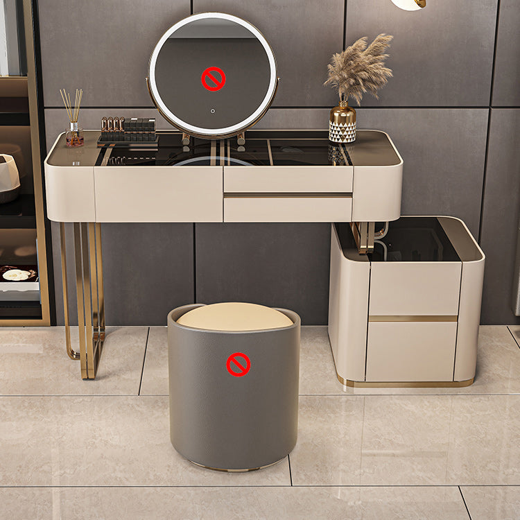 17" Wide Glam Vanity Table Glass Black Make-up Vanity with Drawer Makeup Vanity Clearhalo 'Bedroom Furniture' 'furn' 'furn_makeup_vanities' 'Furniture' 'Makeup Vanities' 'makeup_vanities' 7617242