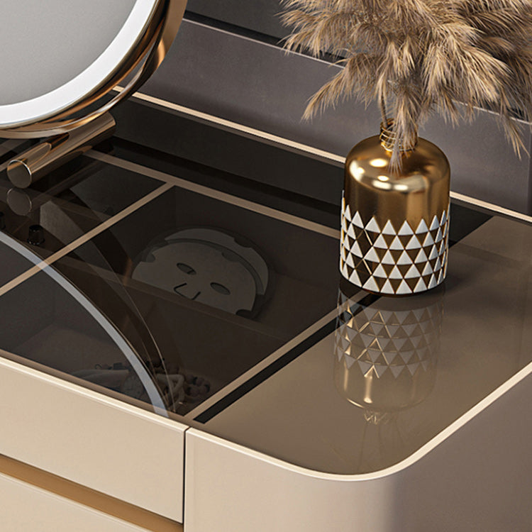 17" Wide Glam Vanity Table Glass Black Make-up Vanity with Drawer Clearhalo 'Bedroom Furniture' 'furn' 'furn_makeup_vanities' 'Furniture' 'Makeup Vanities' 'makeup_vanities' 7617246