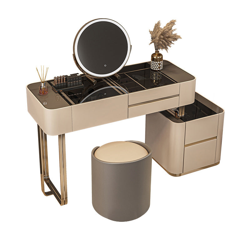 17" Wide Glam Vanity Table Glass Black Make-up Vanity with Drawer Clearhalo 'Bedroom Furniture' 'furn' 'furn_makeup_vanities' 'Furniture' 'Makeup Vanities' 'makeup_vanities' 7617248