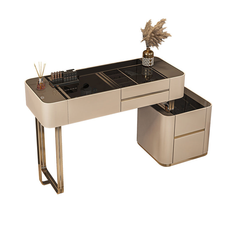 17" Wide Glam Vanity Table Glass Black Make-up Vanity with Drawer Clearhalo 'Bedroom Furniture' 'furn' 'furn_makeup_vanities' 'Furniture' 'Makeup Vanities' 'makeup_vanities' 7617252