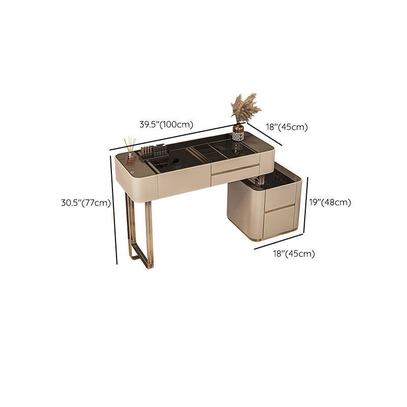 17" Wide Glam Vanity Table Glass Black Make-up Vanity with Drawer Clearhalo 'Bedroom Furniture' 'furn' 'furn_makeup_vanities' 'Furniture' 'Makeup Vanities' 'makeup_vanities' 7617255