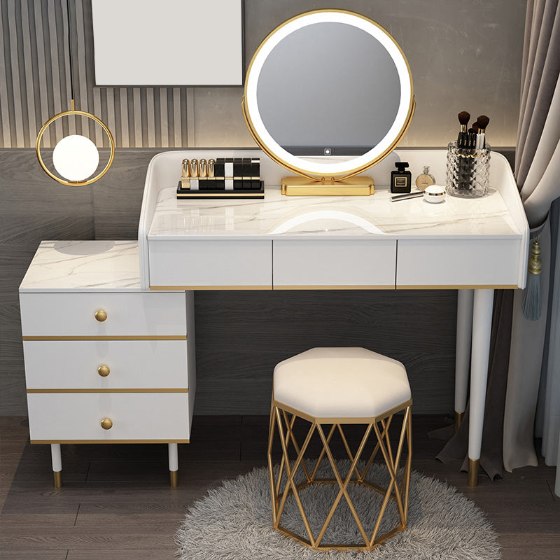 Tavolo da toeletta da toeletta per specchio a specchio accontentato per trucco regolabile con cassetti