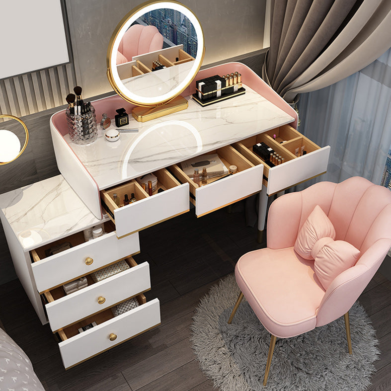 Tavolo da toeletta da toeletta per specchio a specchio accontentato per trucco regolabile con cassetti