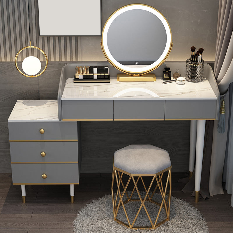Tavolo da toeletta da toeletta per specchio a specchio accontentato per trucco regolabile con cassetti