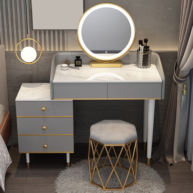 Tavolo da toeletta da toeletta per specchio a specchio accontentato per trucco regolabile con cassetti