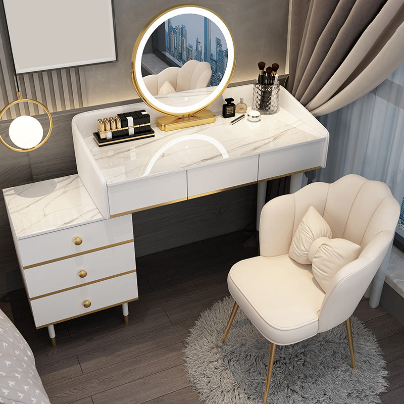 Tavolo da toeletta da toeletta per specchio a specchio accontentato per trucco regolabile con cassetti