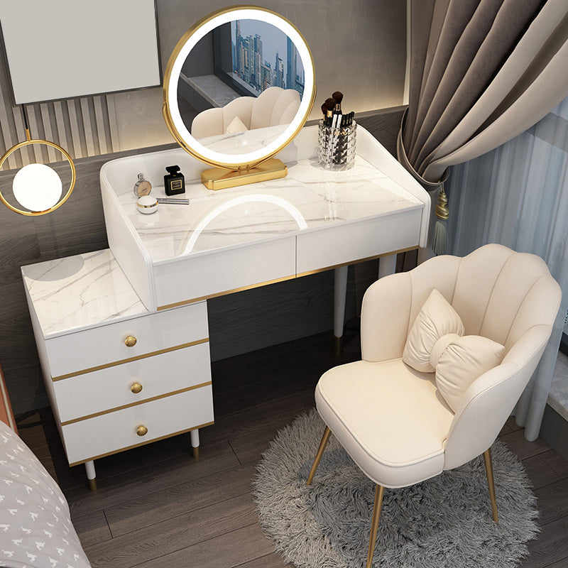 Tavolo da toeletta da toeletta per specchio a specchio accontentato per trucco regolabile con cassetti