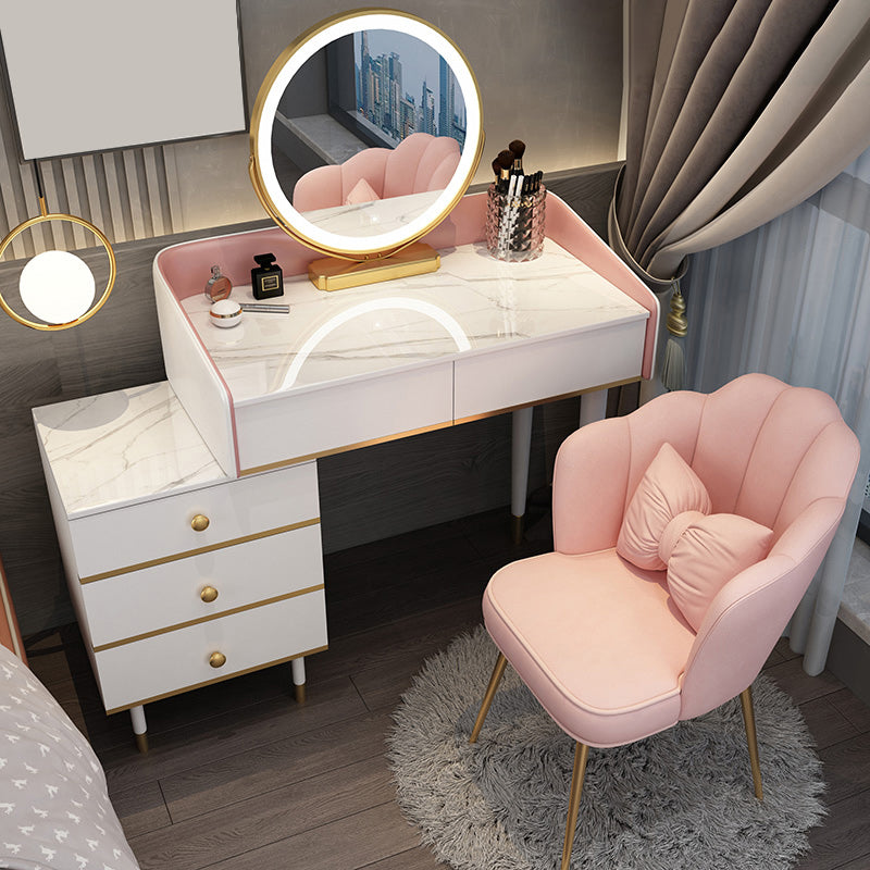 Tavolo da toeletta da toeletta per specchio a specchio accontentato per trucco regolabile con cassetti
