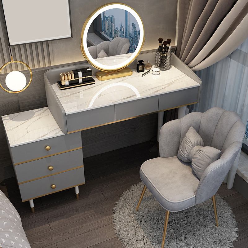 Tavolo da toeletta da toeletta per specchio a specchio accontentato per trucco regolabile con cassetti